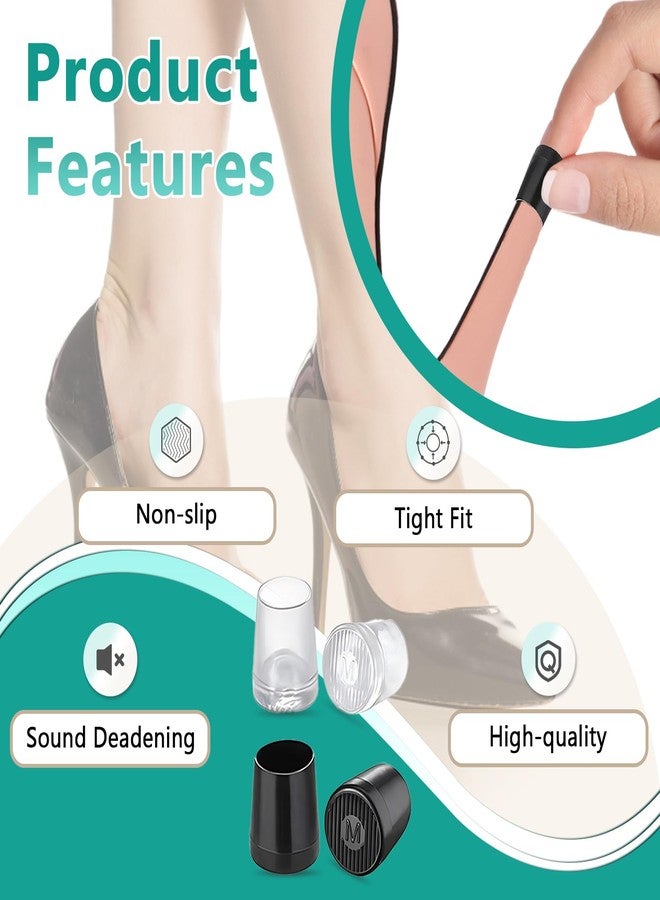 Gfdoso 16 Pairs (32 Pcs) High Heel Replacement Protectors - Round High Heel Caps for Women's Shoes, Heel Covers in 2 Colors (Black/Clear) & 4 Sizes (XS/S/M/L), Perfect for Wedding, Party, Outdoor Events - Image 5